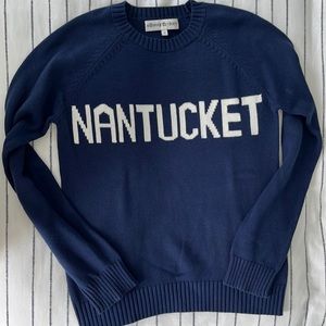 Navy and white Nantucket sweater